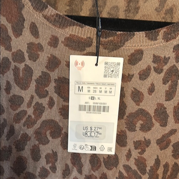 Zara Brown Leopard Print Women's Top NWT - Picture 3 of 5